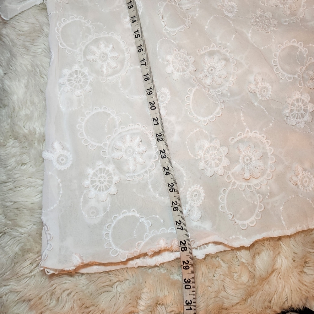 POL large Oversize White Sheer Peasant Blouse Top - Picture 5 of 9